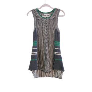 CAbi  tunic hi -lo sweater vest green and grey size small